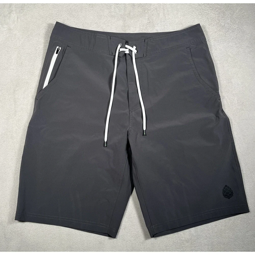 Stio Mens CFS Board Shorts Size 35 Gray 10.5 Inseam Swim Trunks Quick Dry 200131